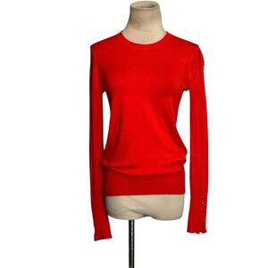 Zara bright red crew neck long sleeves sweater size Small